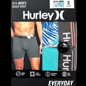 NWT $32 Hurley Men's Boxer Briefs 2-Pack Size S 28-30”